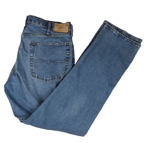 Polo Ralph Lauren Jeans Medium Wash Relaxed Straight Blue Denim Men’s 40 T x 36 - Picture 3 of 9